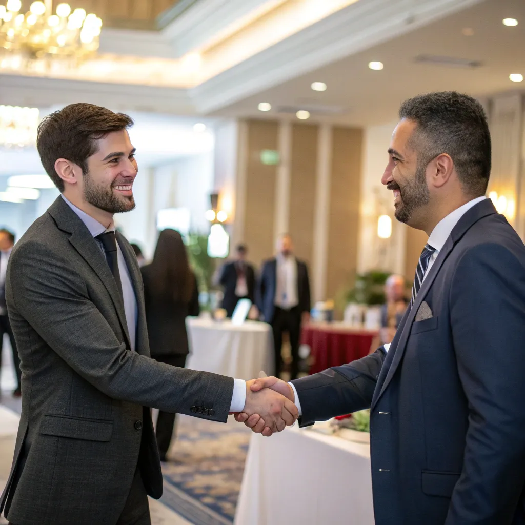 Businessman shaking hands at an event